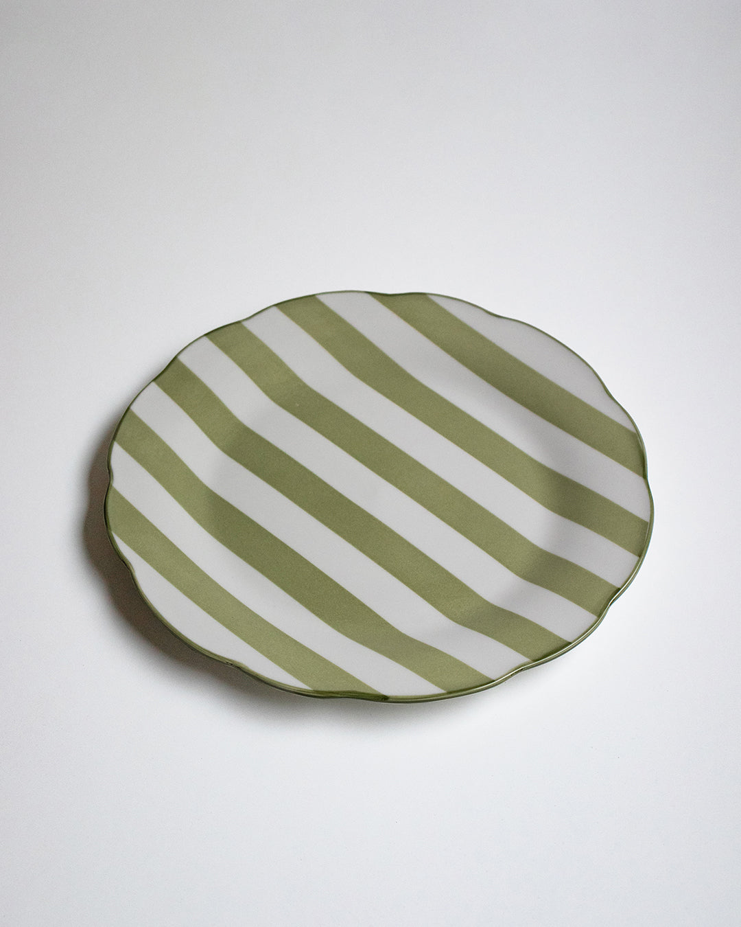 Stripe Porcelain Dinner Plate Green (Set of 4)