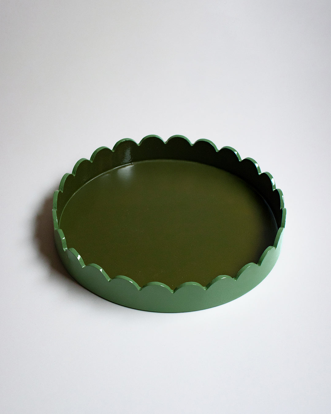 Round Wavy Tray Green