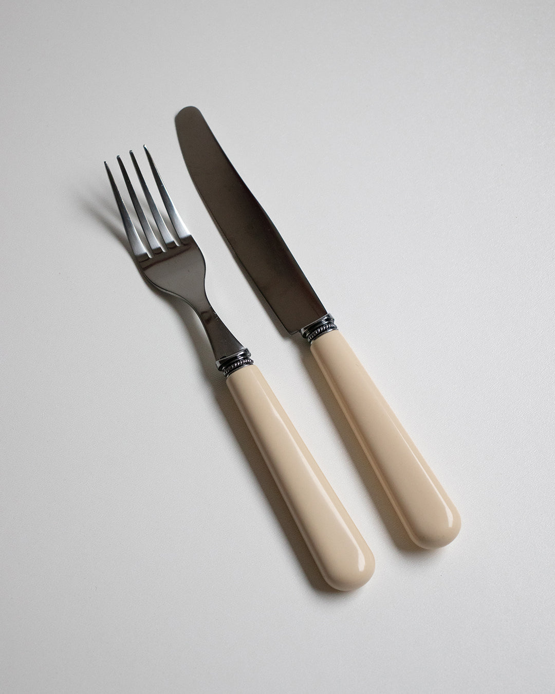 Ivory Handle Stainless Steel Fork & Knife Set (12-piece)